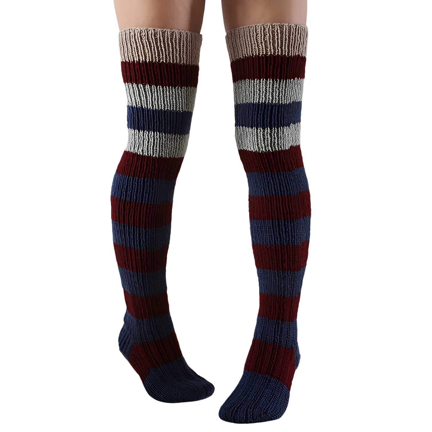 Rhianna - Chaussettes féminines longues et stylées à rayures