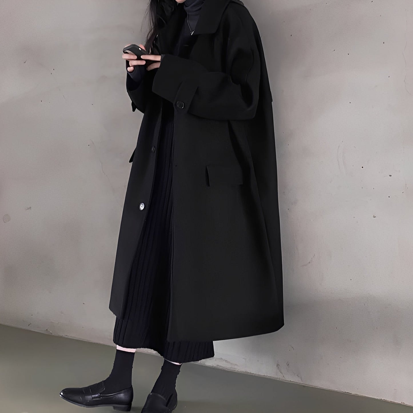 Estelle - Manteau en laine classique à boutons simples pour femmes