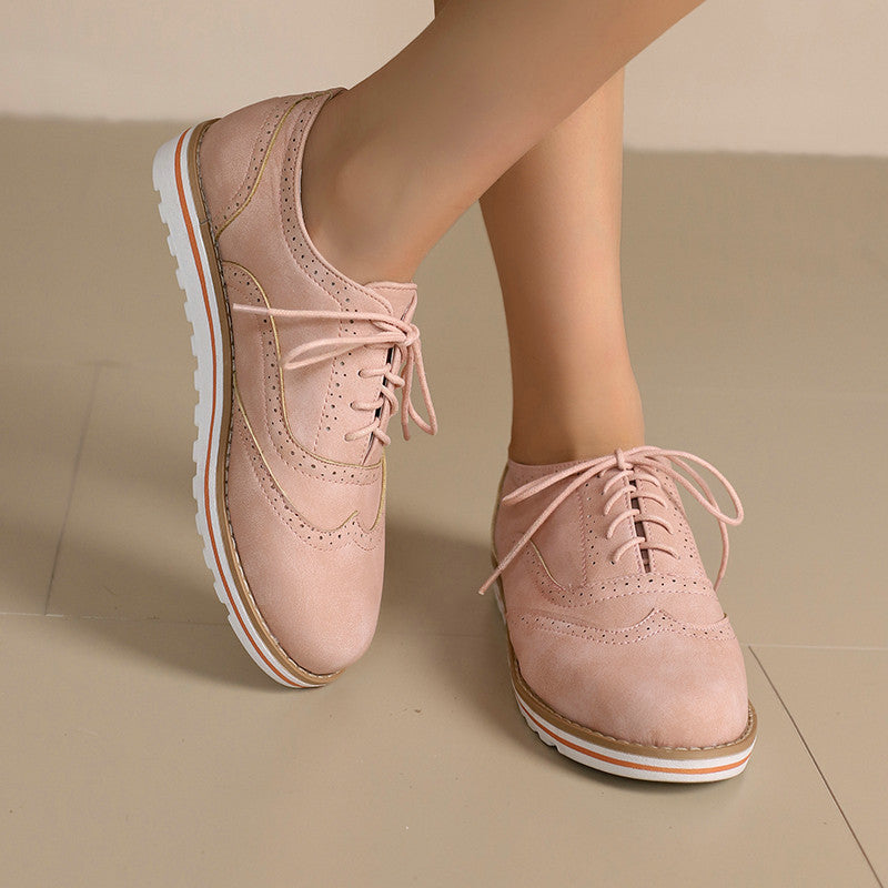Gemma - Chaussures Derby en daim pour femmes, style décontracté