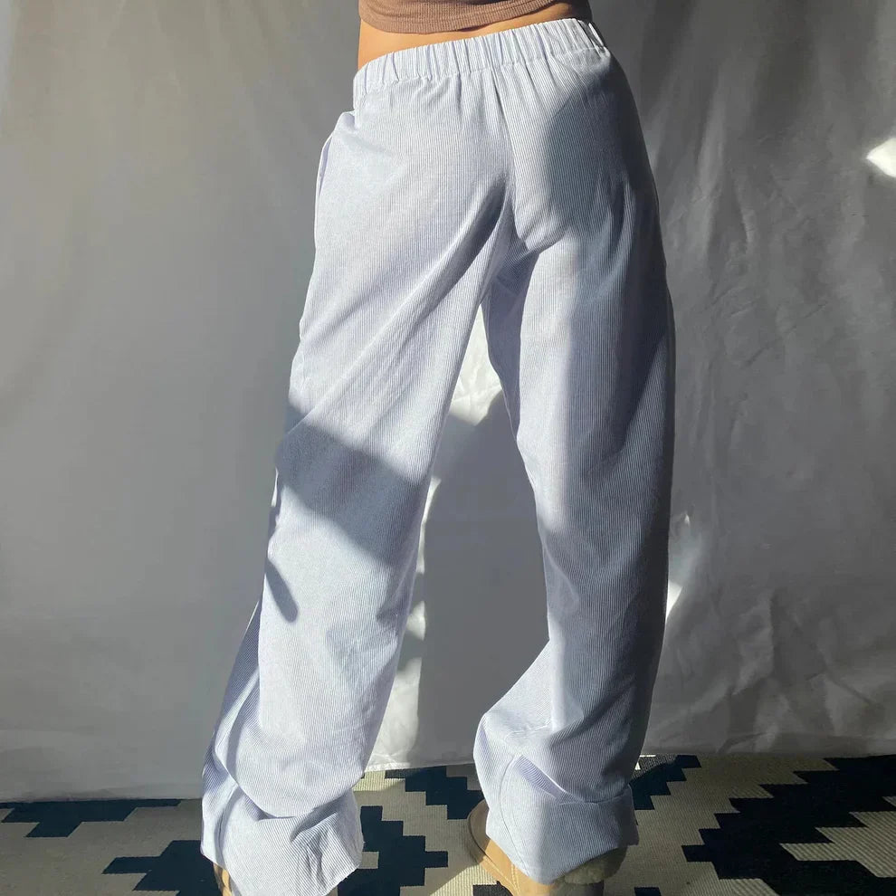 Elis – Pantalons Femme à Taille Haute et Jambe Large
