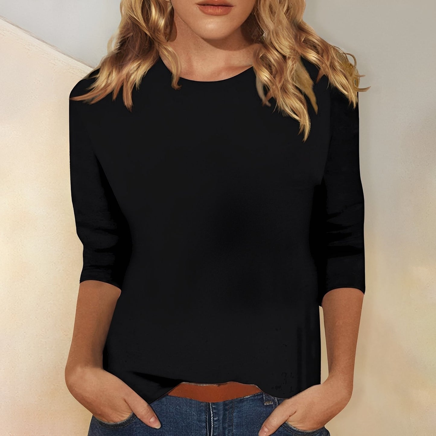 Katherina - T-shirt femme à manches longues avec col rond