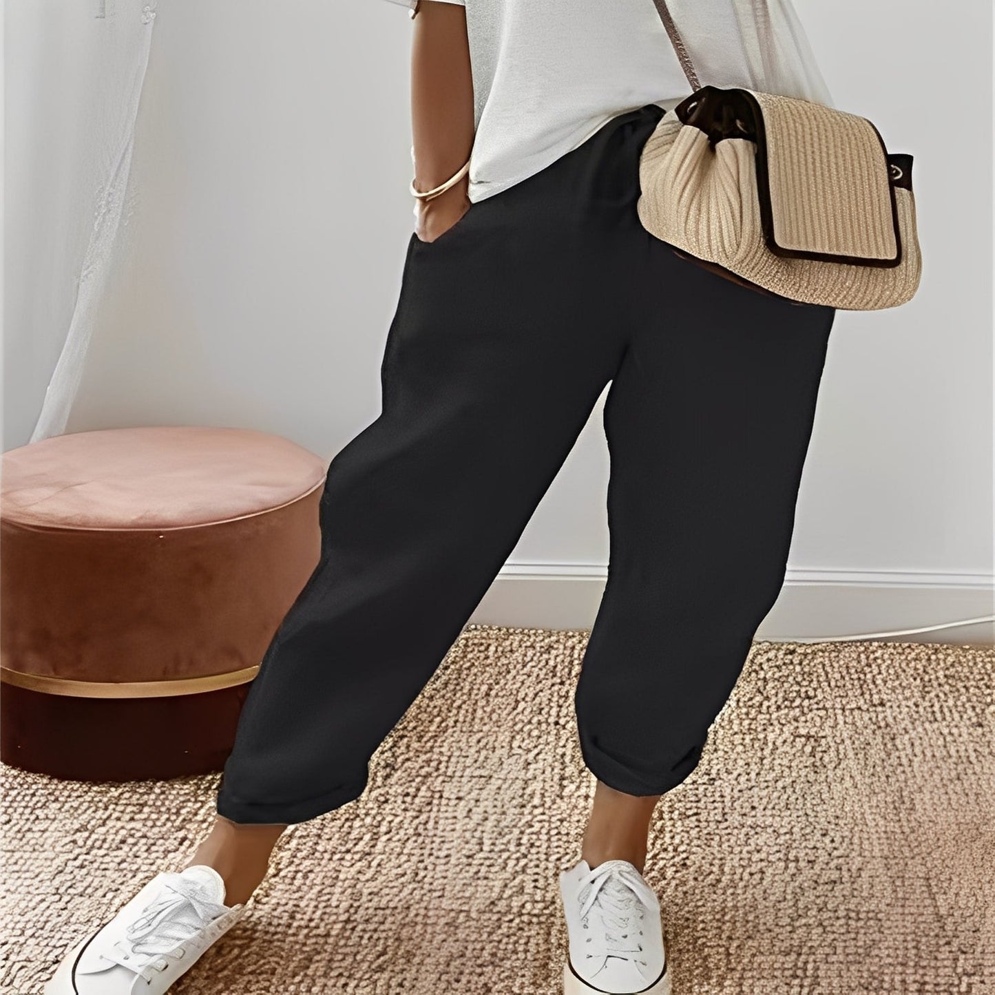 Jacinthe - Trousers for women with drawstring, comfortable
