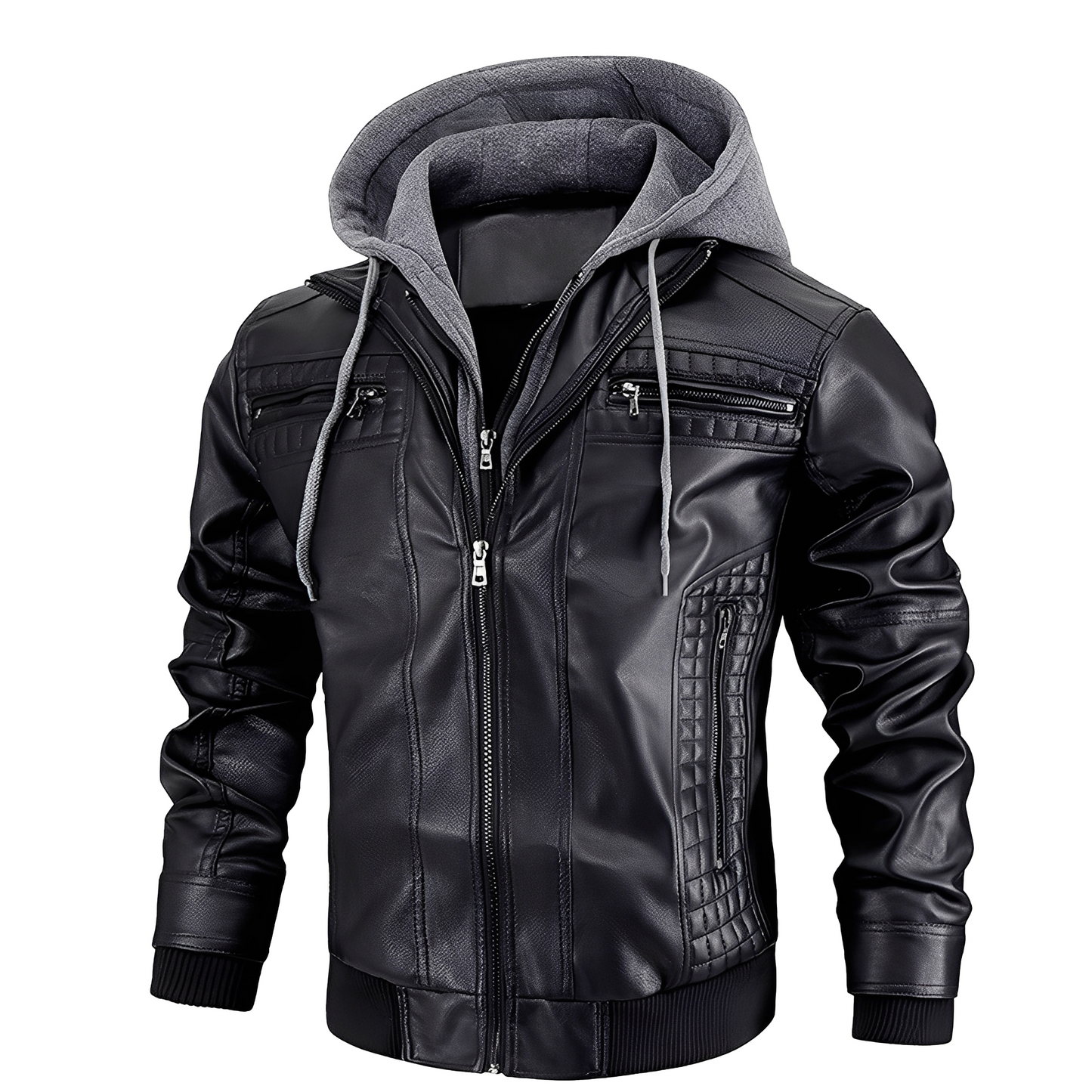 Everard - Blouson de moto traditionnel avec capuche pour hommes
