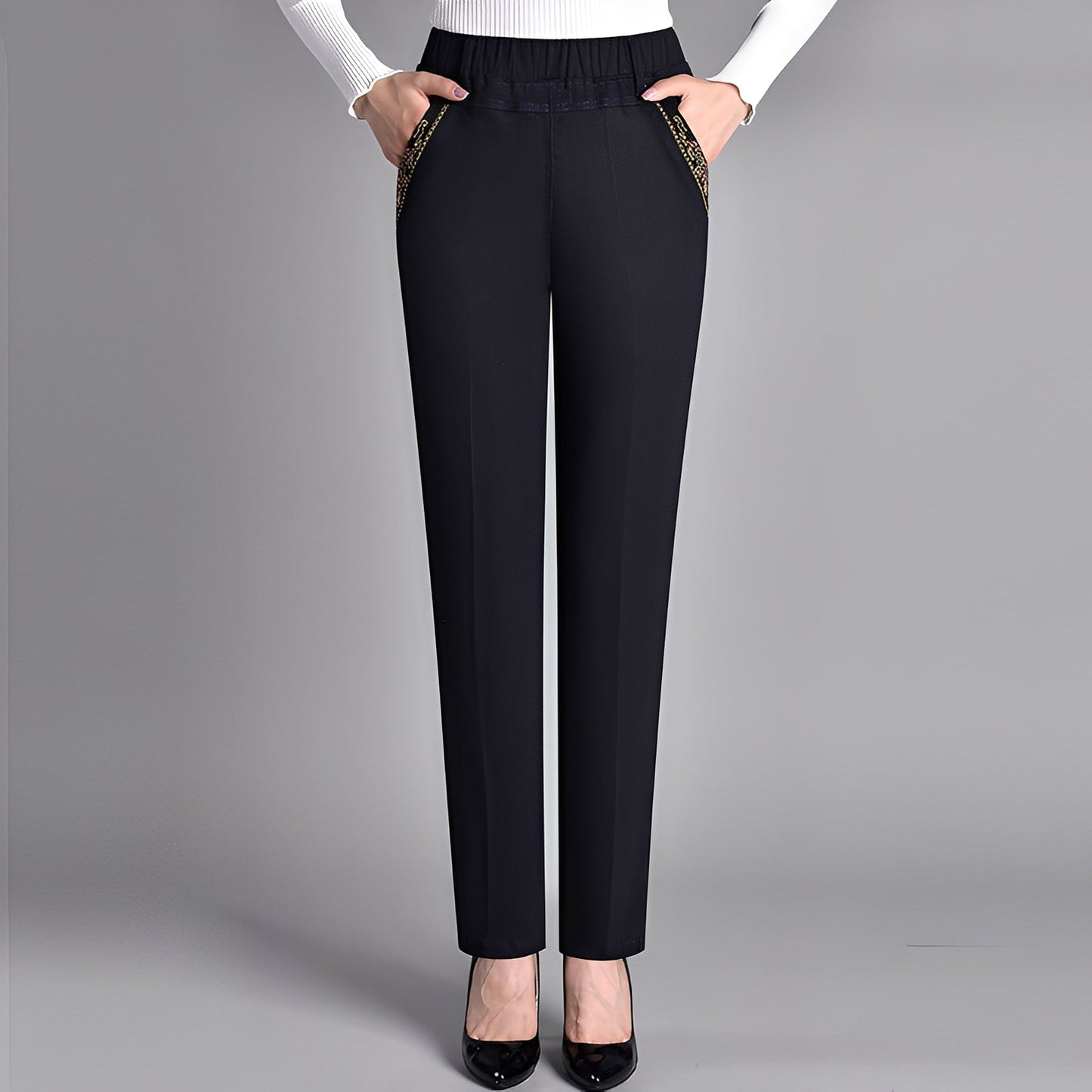 Doriane - Basic trousers with elastic waistband for women