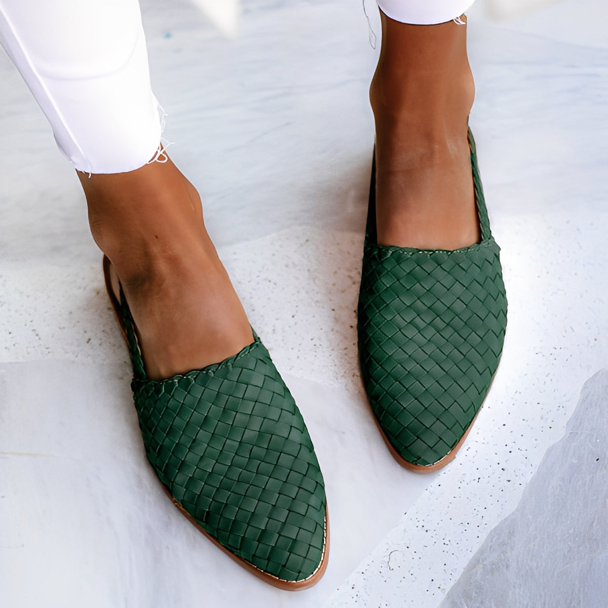 Dolores - Sandales plates en cuir entrelacé pour femmes