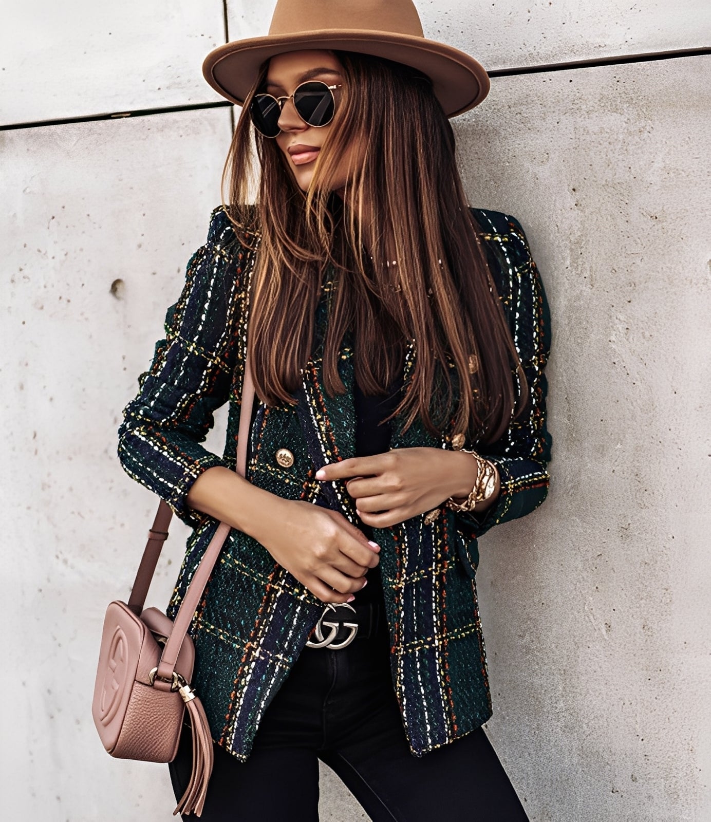 Cheri - Blazer chic et bien ajusté à motif écossais pour femmes