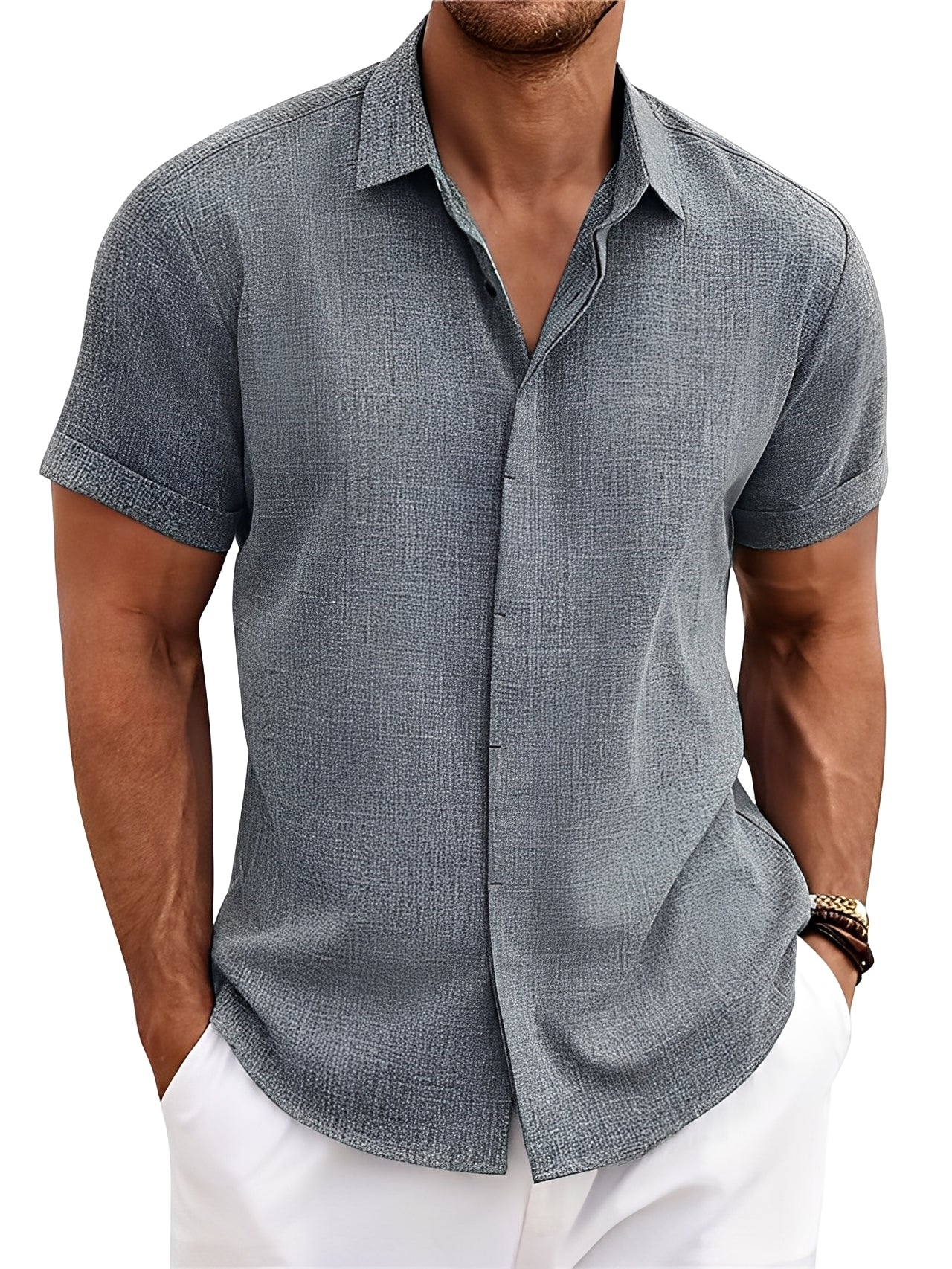 Caelum - Chemise à manches courtes simple et relax pour hommes