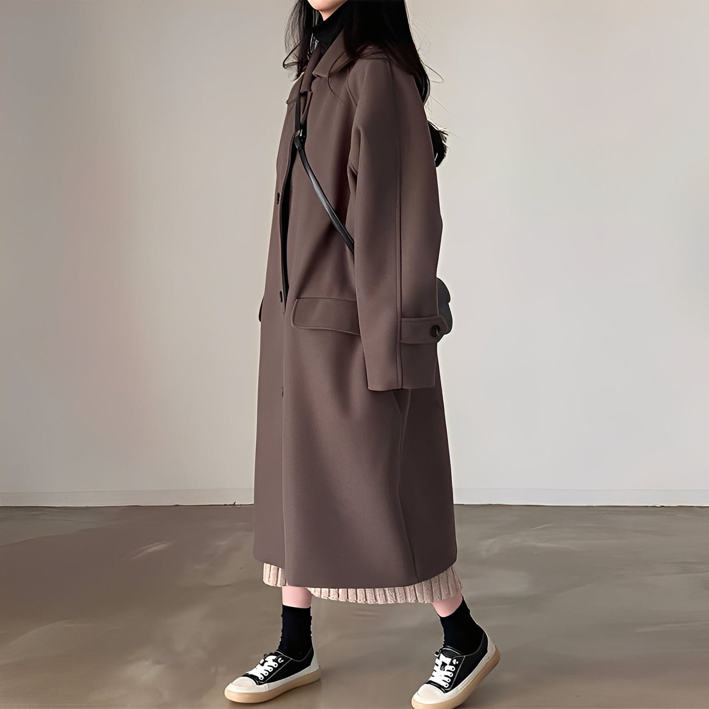 Estelle - Manteau en laine classique à boutons simples pour femmes