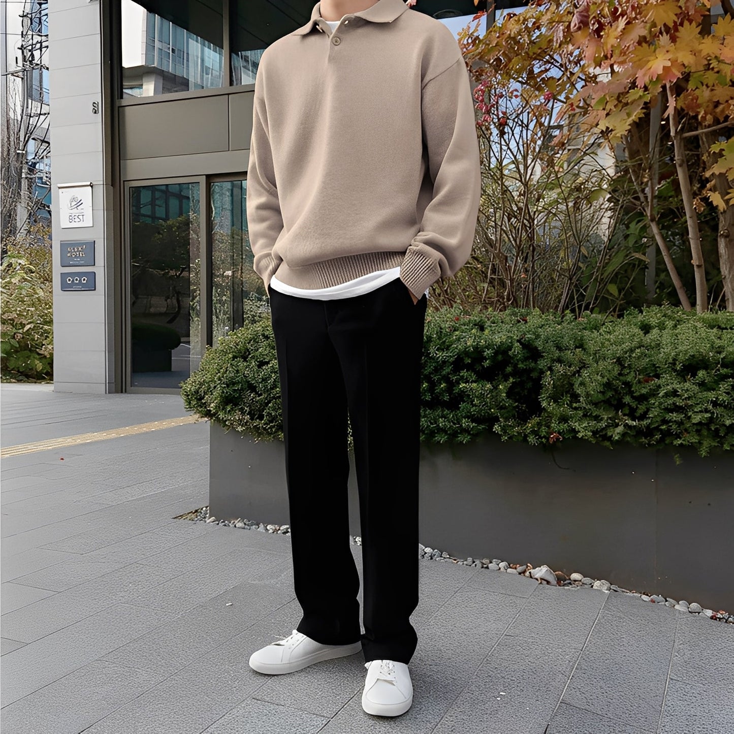 Bernard - Herren Langarm-Polo aus Maschenware