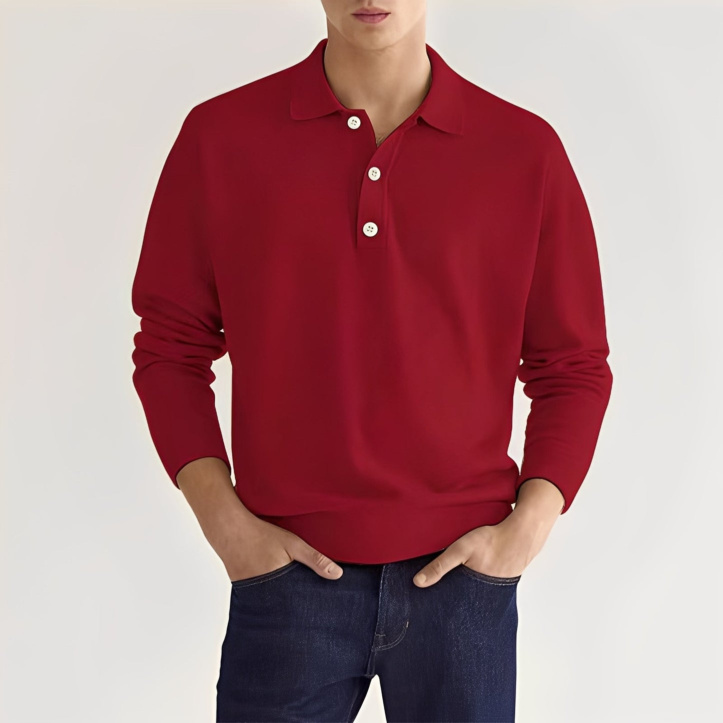 Carlton - Polo homme à manches longues et minimaliste