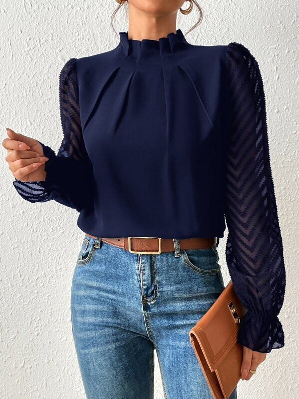 Cassandra - Blouse en tissu léger à manches longues pour femmes