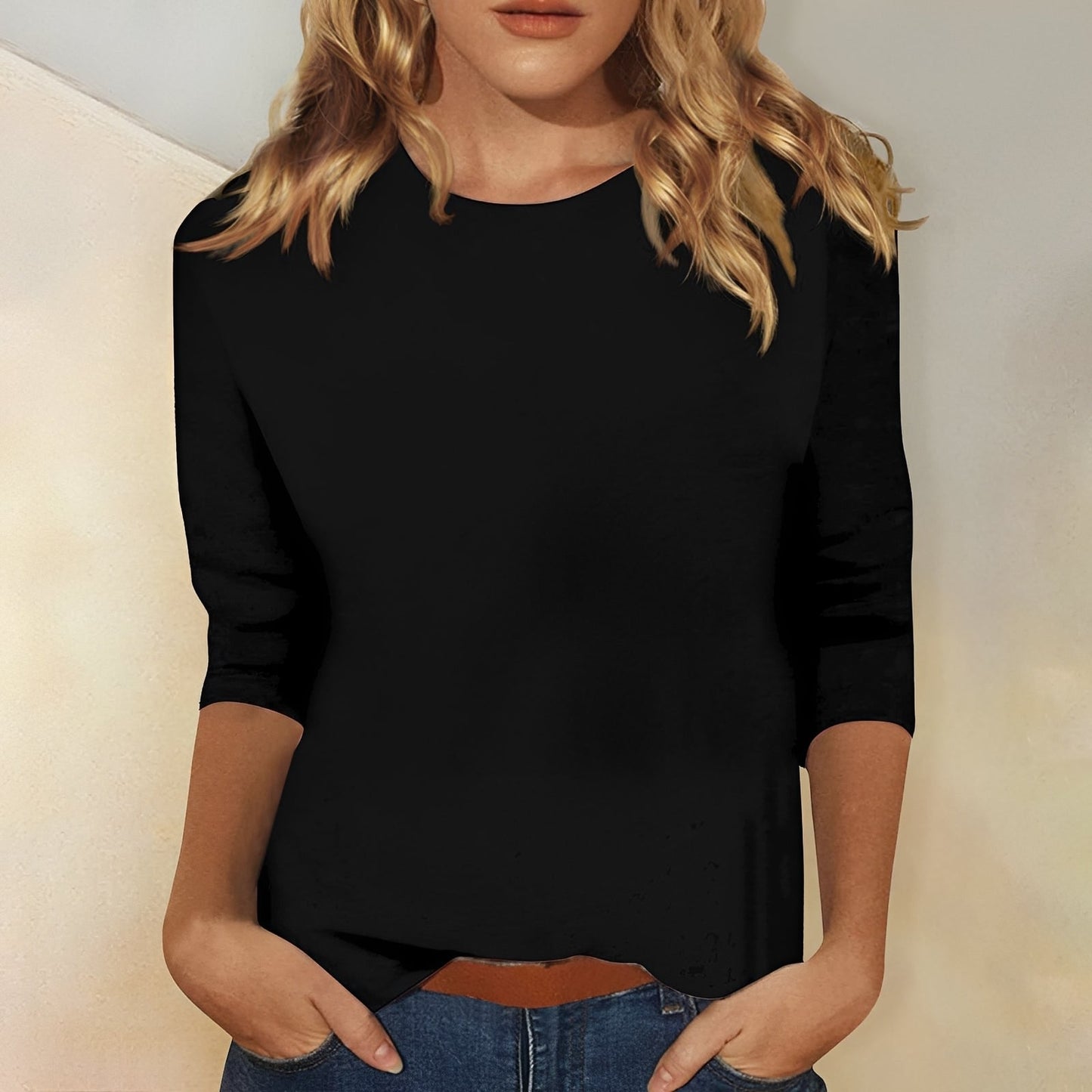 Kathryn - T-shirt décontracté à manches 3/4 pour femmes