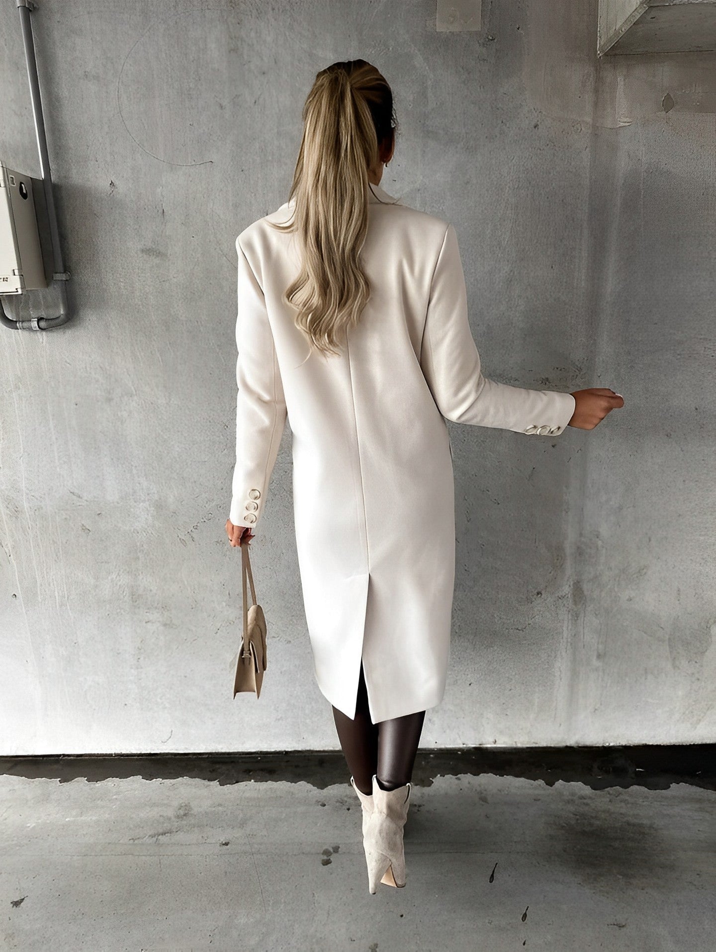 Gadie Bella - Élégant manteau long en laine à double boutonnage