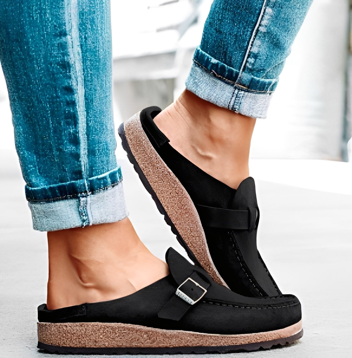 Briana - Sandales confortables à enfiler avec boucle pour femmes