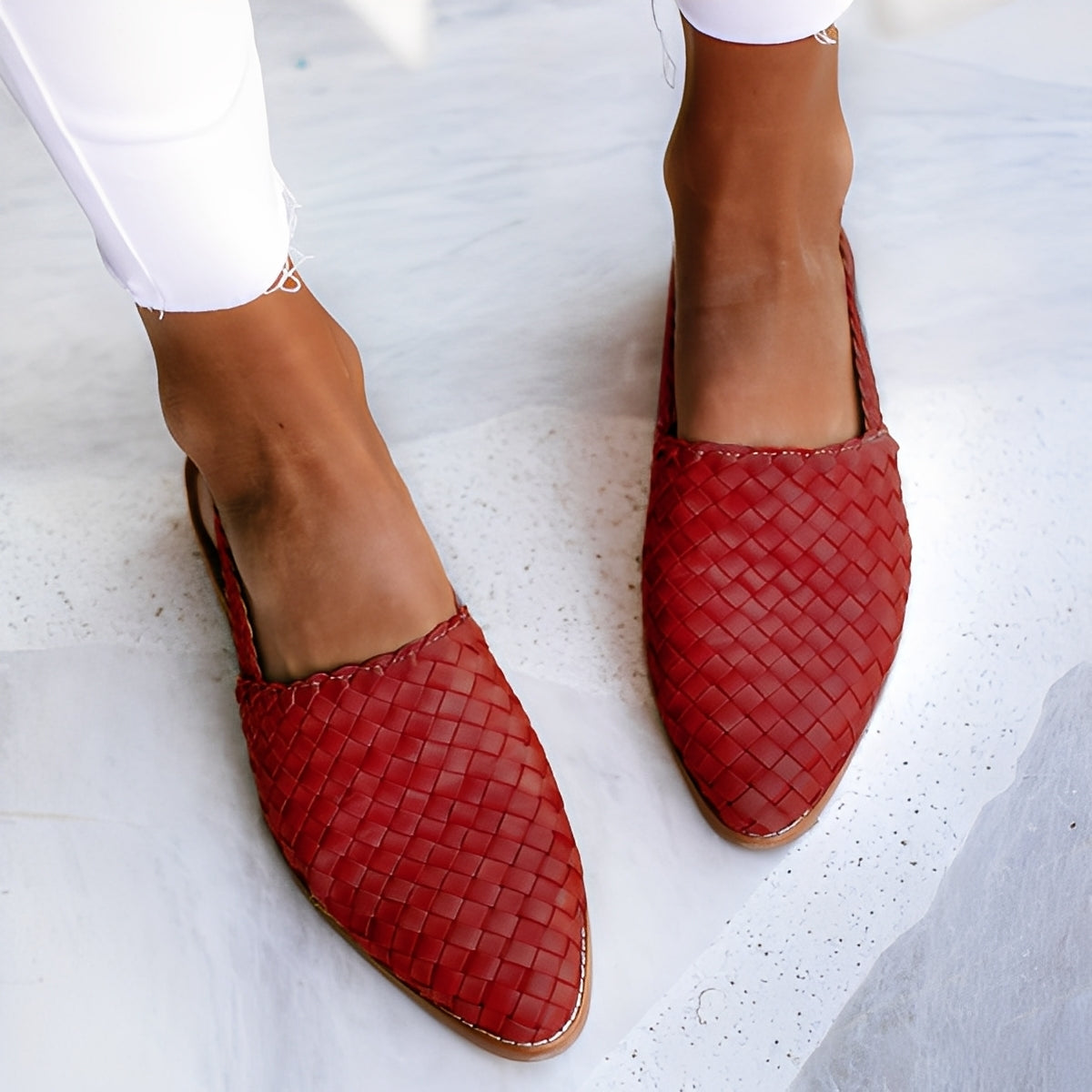 Dolores - Sandales plates en cuir entrelacé pour femmes