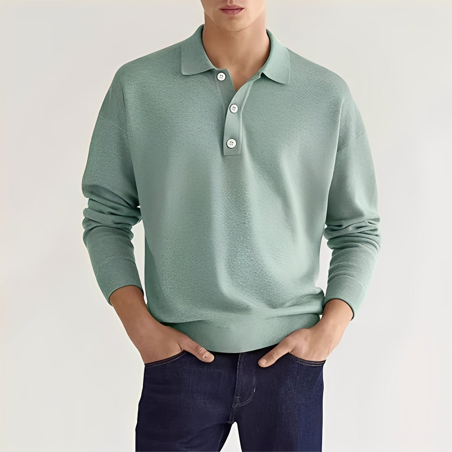 Carlton - Polo homme à manches longues et minimaliste