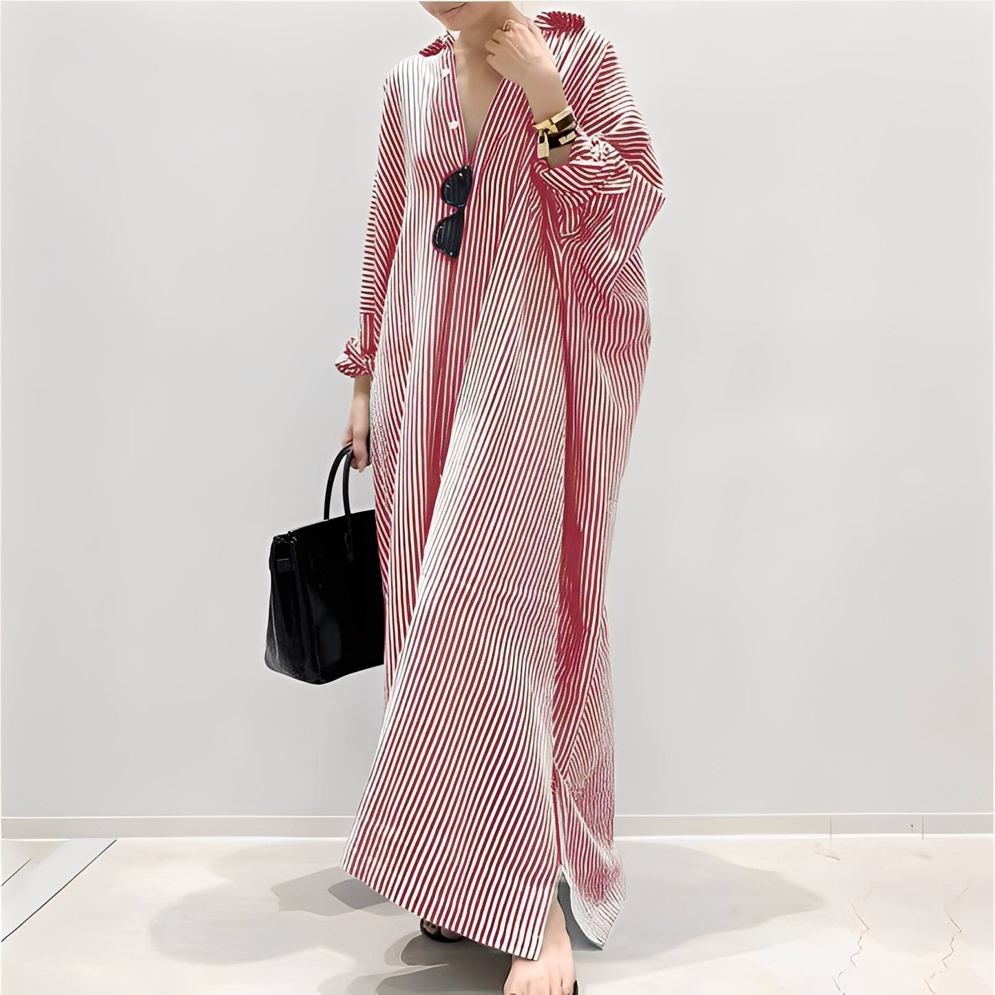 Davida - Robe chemise décontractée à rayures pour femmes