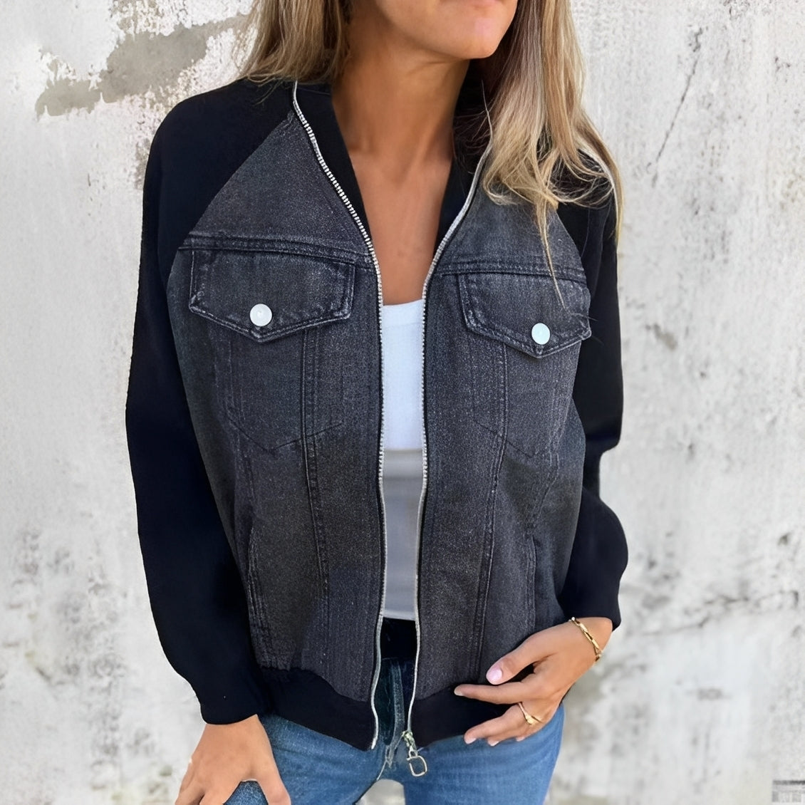 Libby - Denim jacket for women, casual style with raglan sleeves