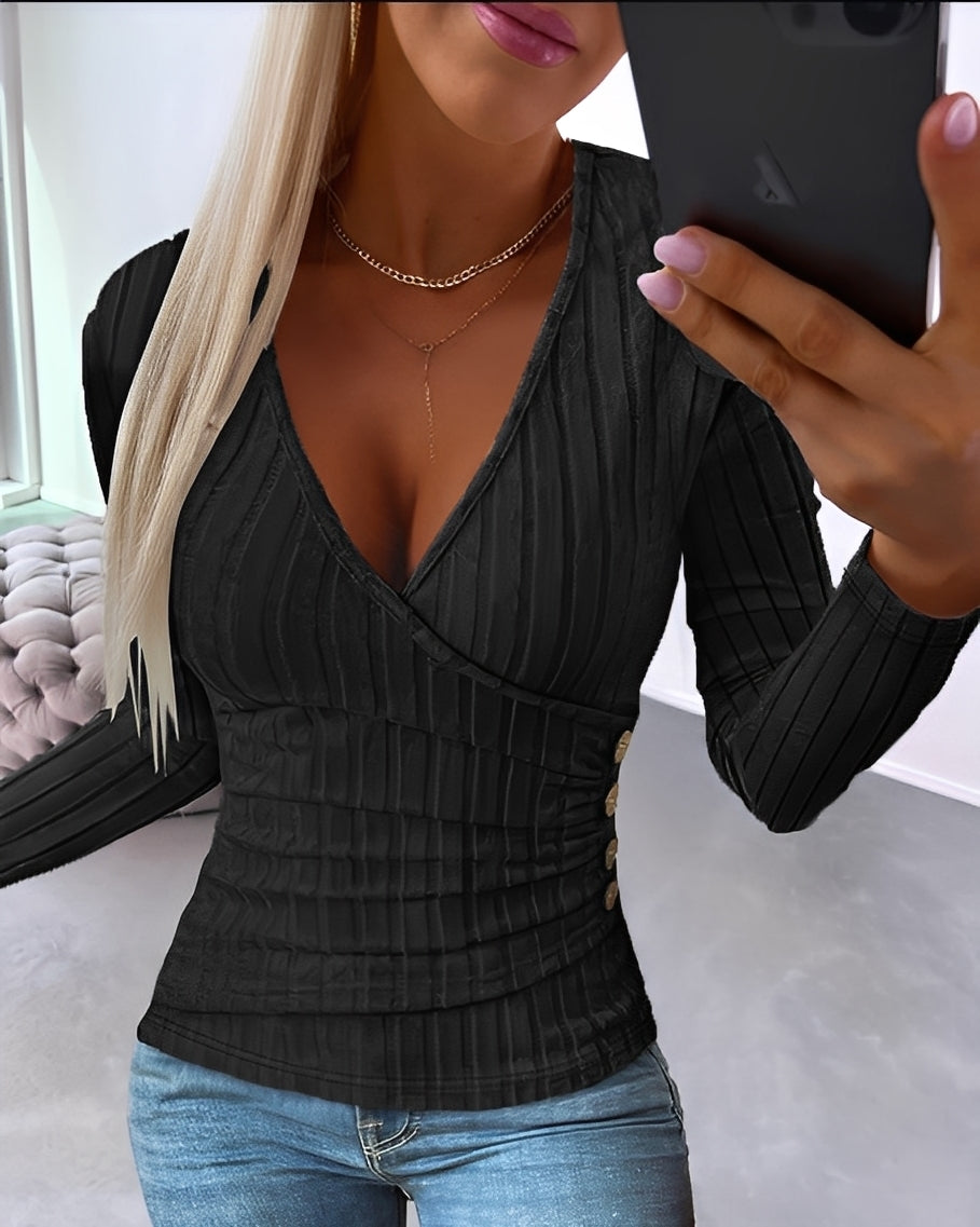 Annie - Casual striped sweater with V-neck for women