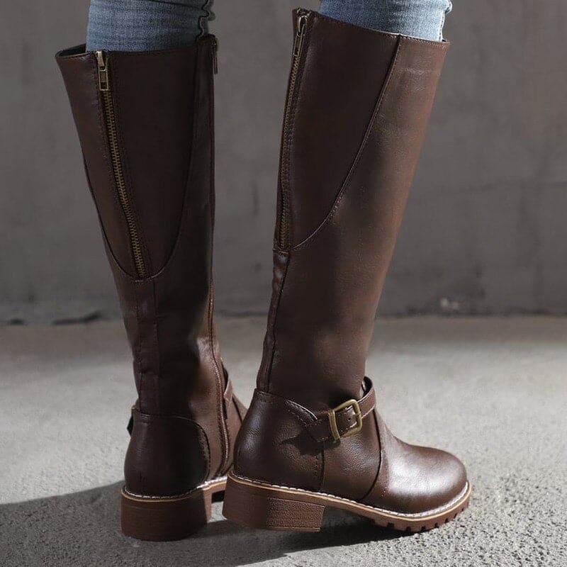 Marisa – Bottes en cuir avec talons carrés