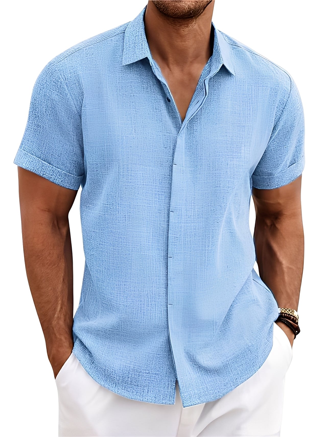 Caelum - Chemise à manches courtes simple et relax pour hommes