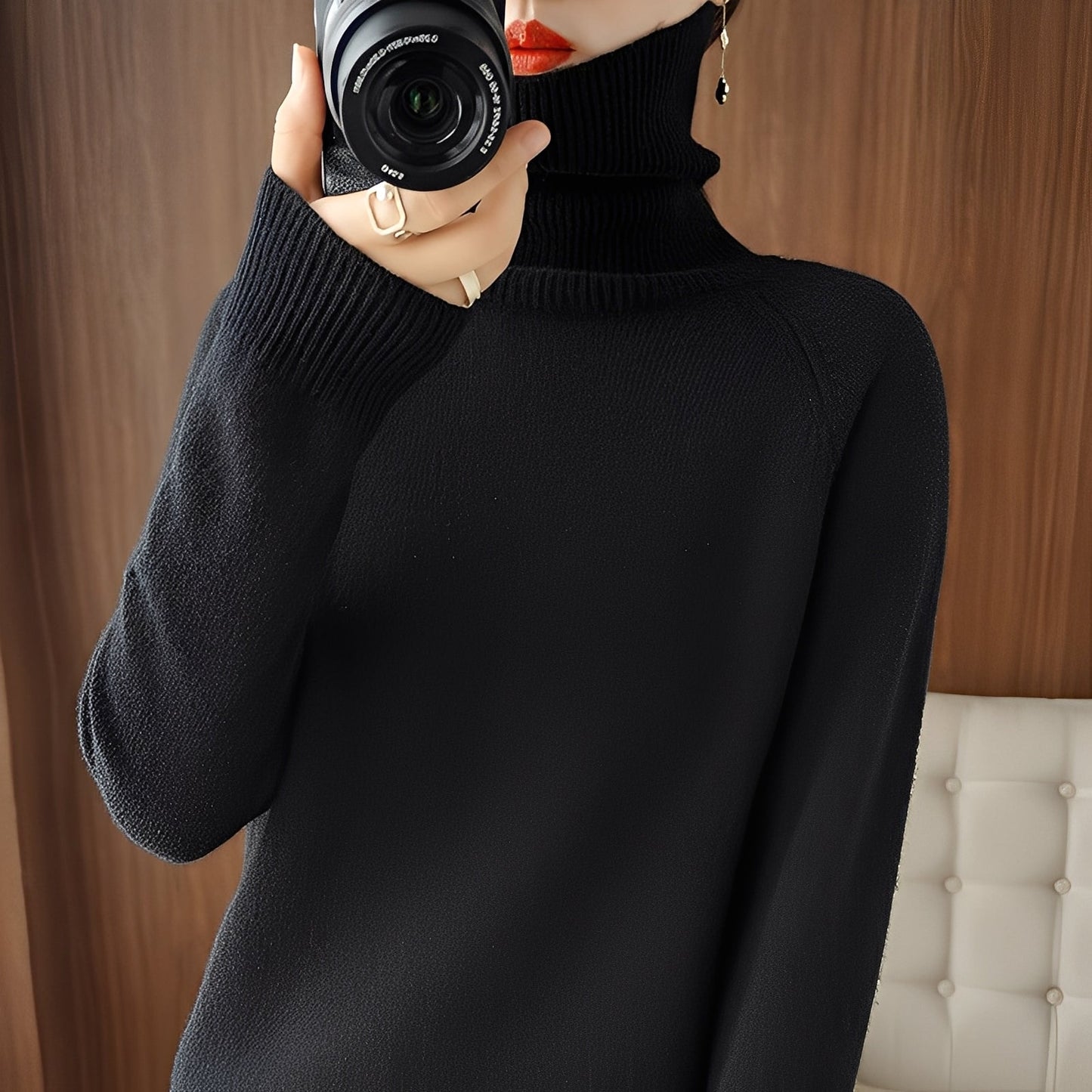 Kaycee - Modern knitted sweater with turtleneck for women