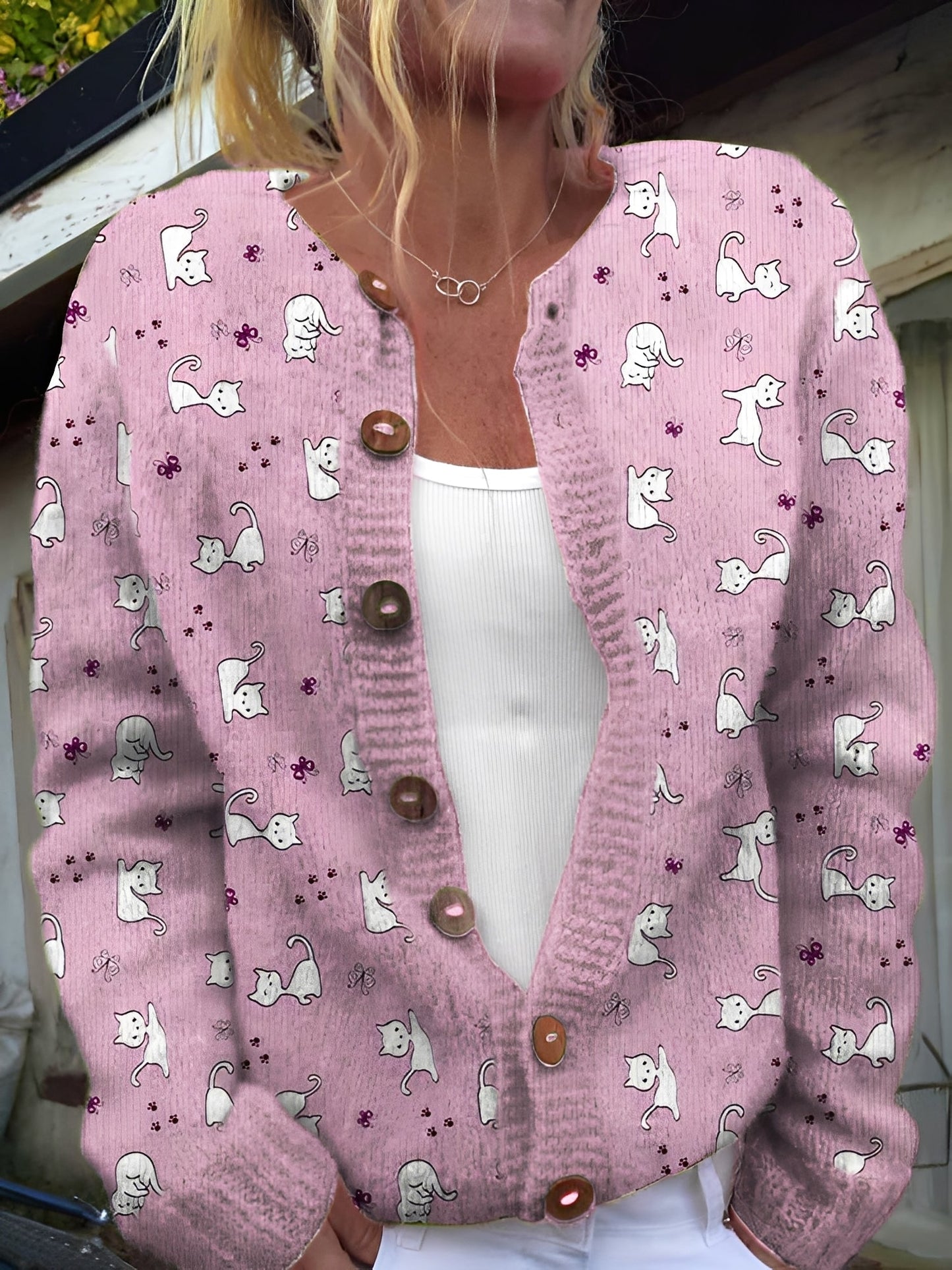 Kandace - Cardigan tendance avec motif floral pour femmes