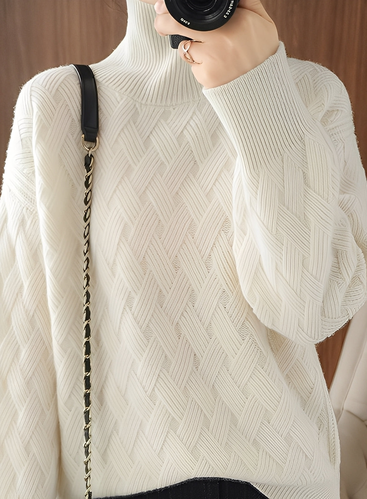 Ryanne - Pull en cachemire à col roulé décontracté pour femmes