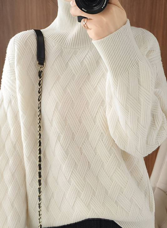 Ryanne - Pull en cachemire à col roulé décontracté pour femmes