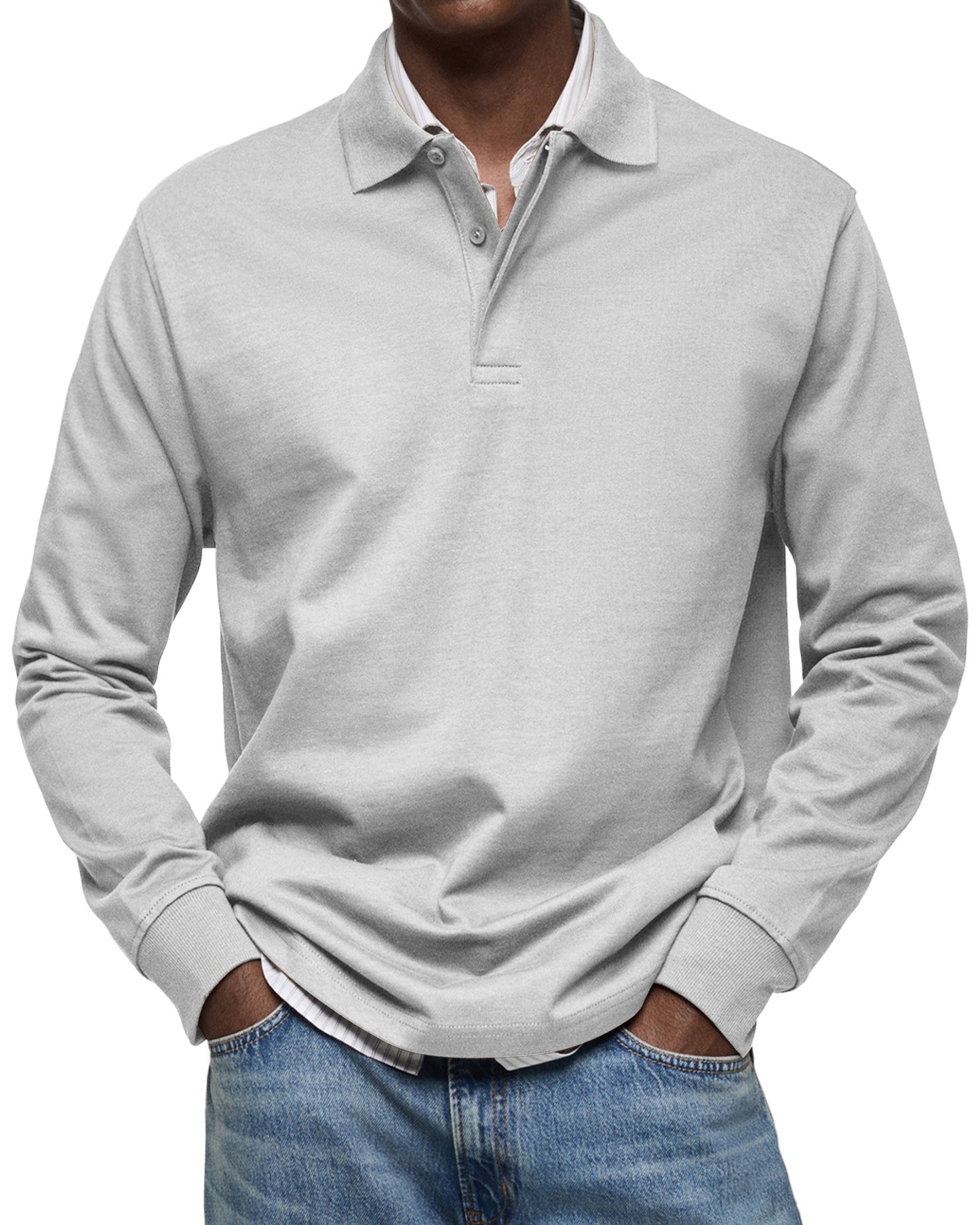 Dewey - Polo simple à manches longues pour hommes