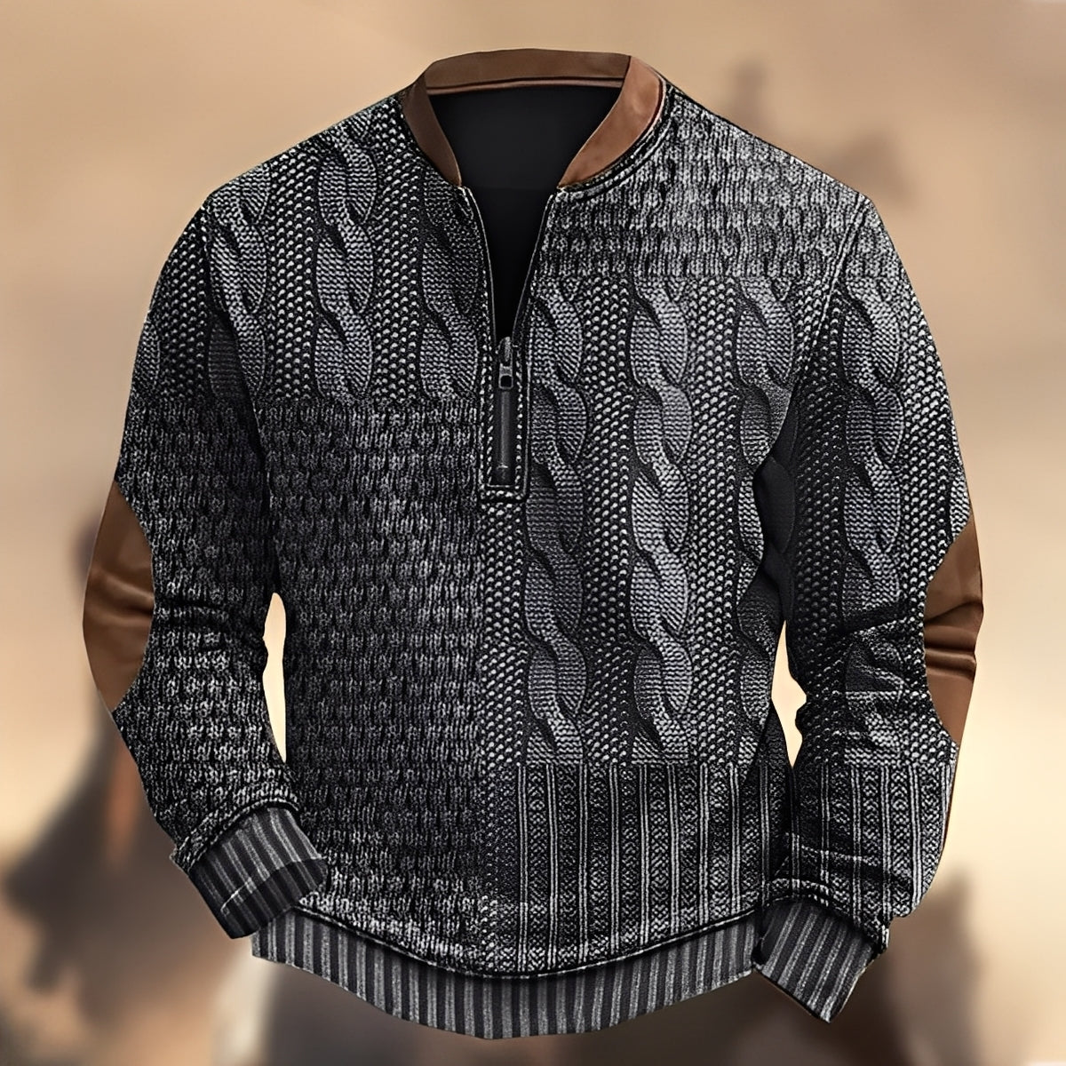 Edmund - Pull à motifs décontracté avec zip pour hommes