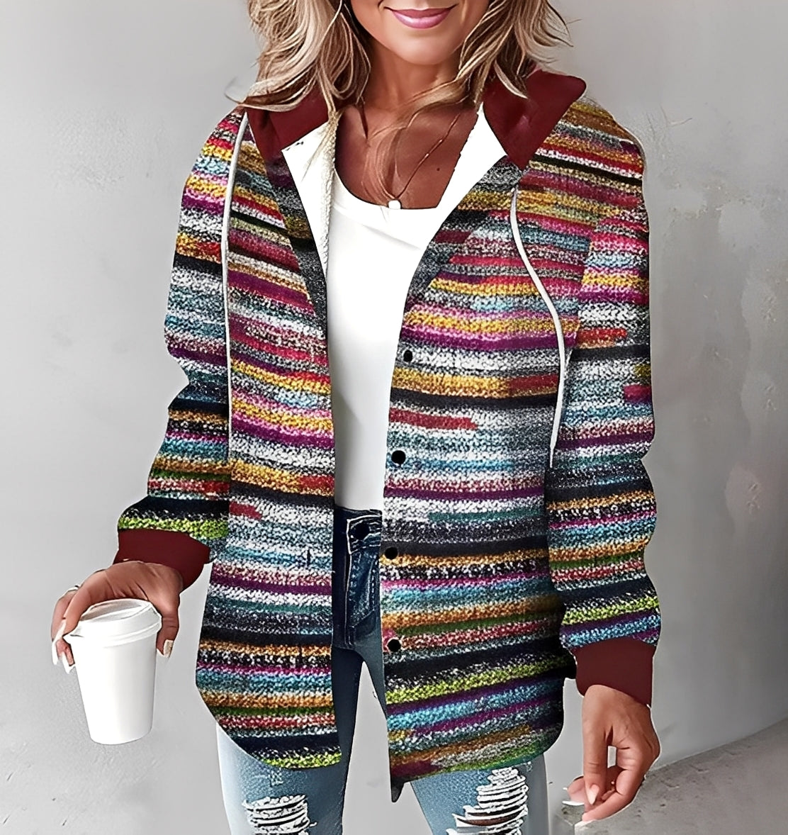 Éliette - Winterjacke mit Kapuze und Karomuster für Damen