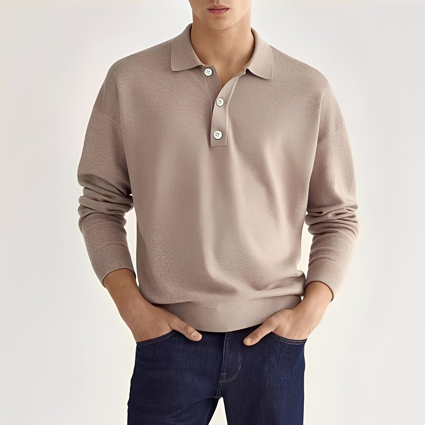 Carlton - Polo homme à manches longues et minimaliste