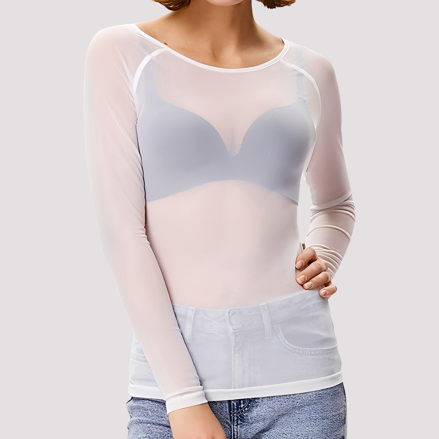 Sophia - Haut décontracté transparent à manches longues pour femmes