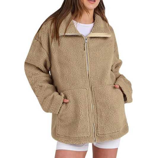 Adamina - Manteau décontracté en laine avec col roulé pour femmes