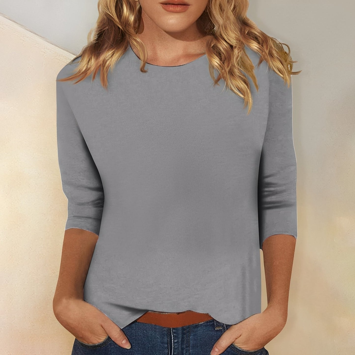 Katherina - T-shirt femme à manches longues avec col rond