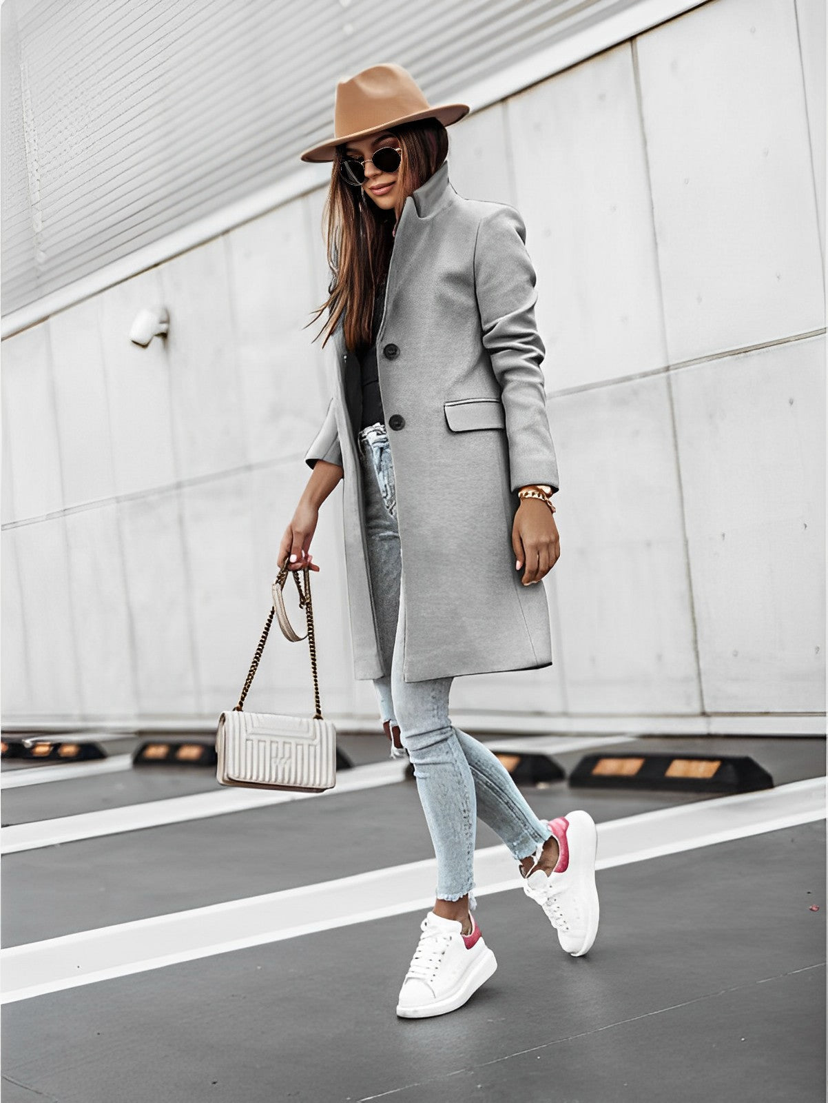 Simone - Manteau classique à deux boutons avec manches longues