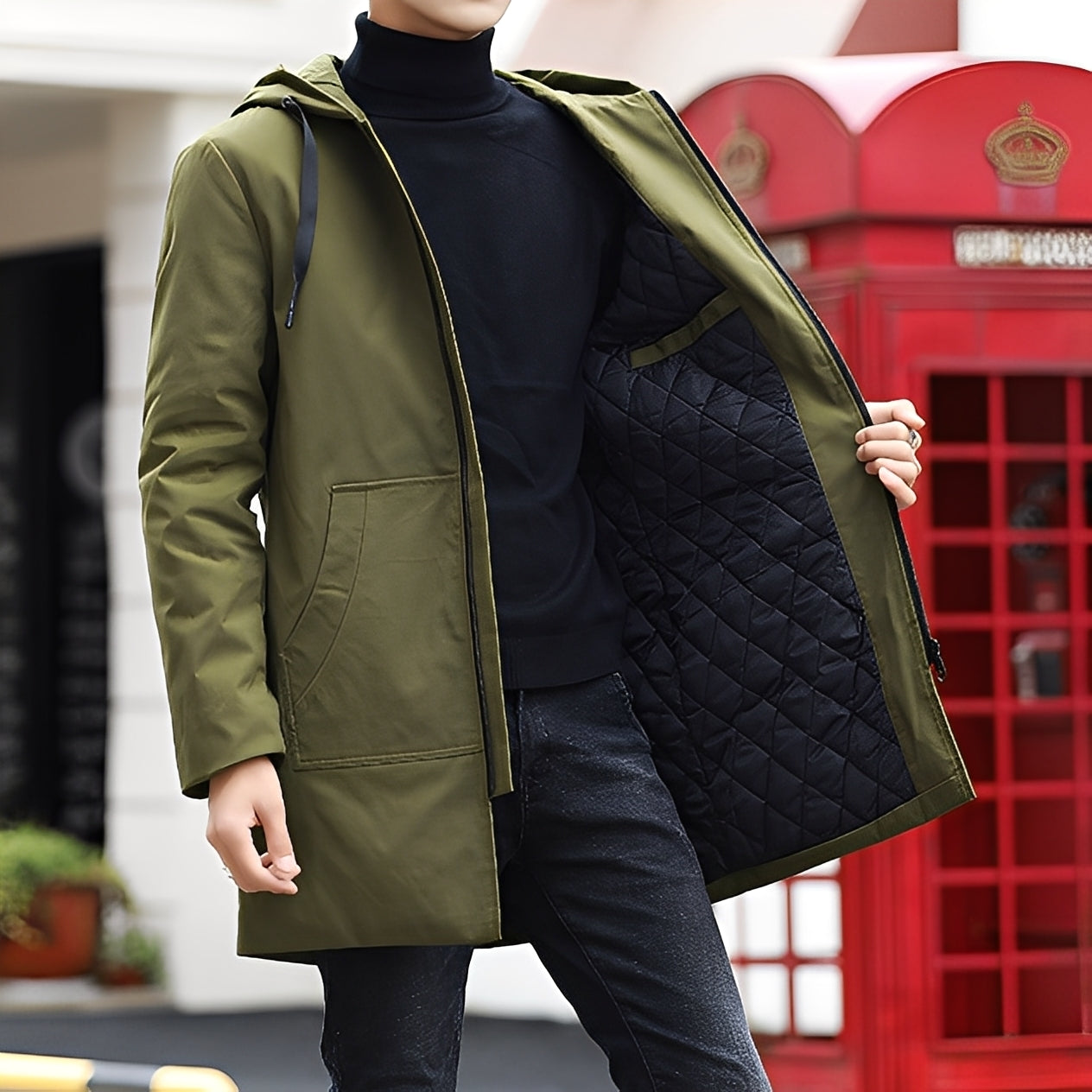 Lucas - Manteau épais, imperméable avec capuche pour hommes