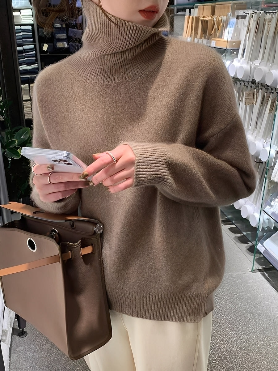 Adrienne - Pull à col roulé en cachemire, chic et spacieux