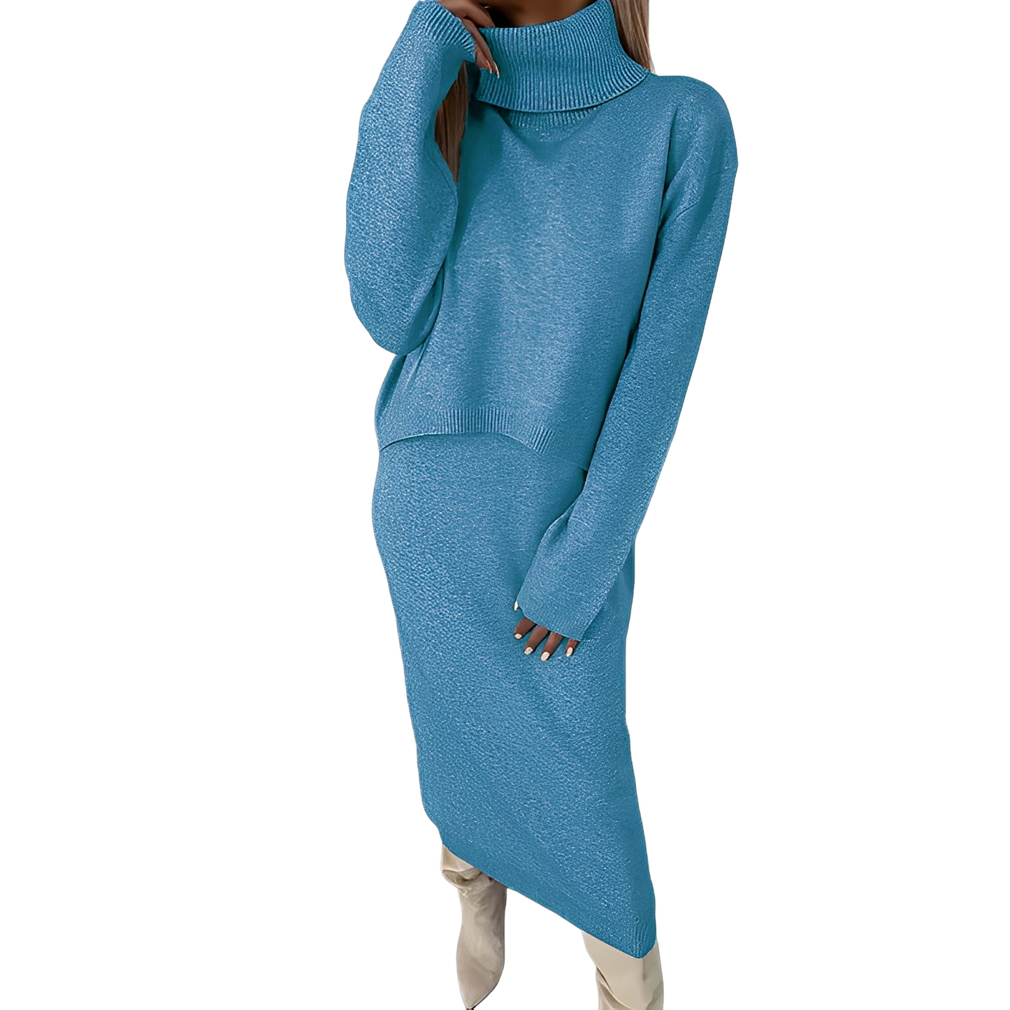 Natalee - Ensemble élégant avec col roulé et jupe pour femmes