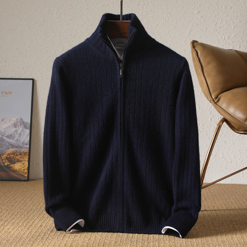 Brendon - Casual men's wool sweater with zipper