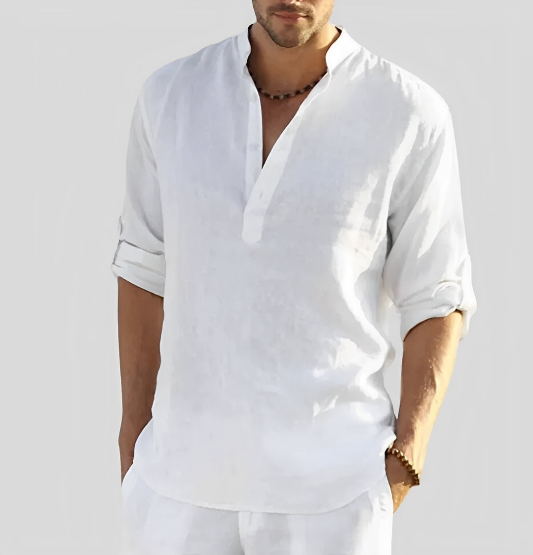 Cordell - Chemise en lin pour hommes à coupe décontractée