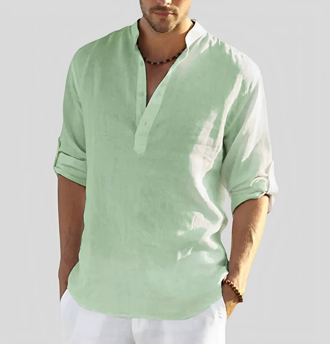 Cordell - Chemise en lin pour hommes à coupe décontractée