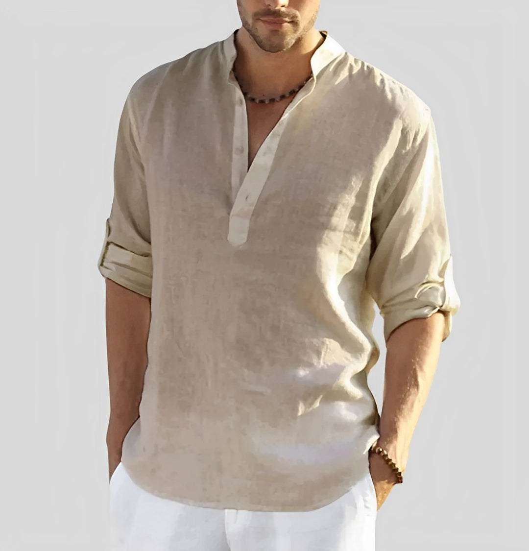 Cordell - Chemise en lin pour hommes à coupe décontractée