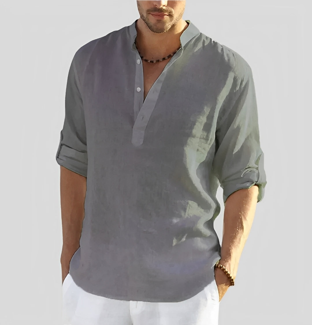 Cordell - Chemise en lin pour hommes à coupe décontractée