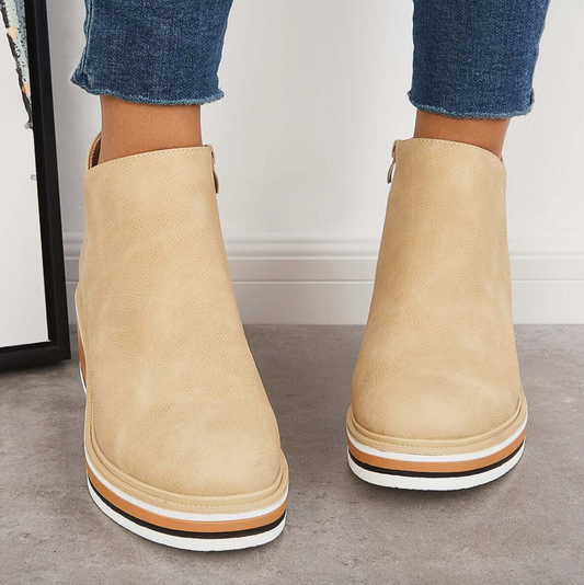 Rosanne - Jolies bottes en cuir avec fermeture éclair pour femmes