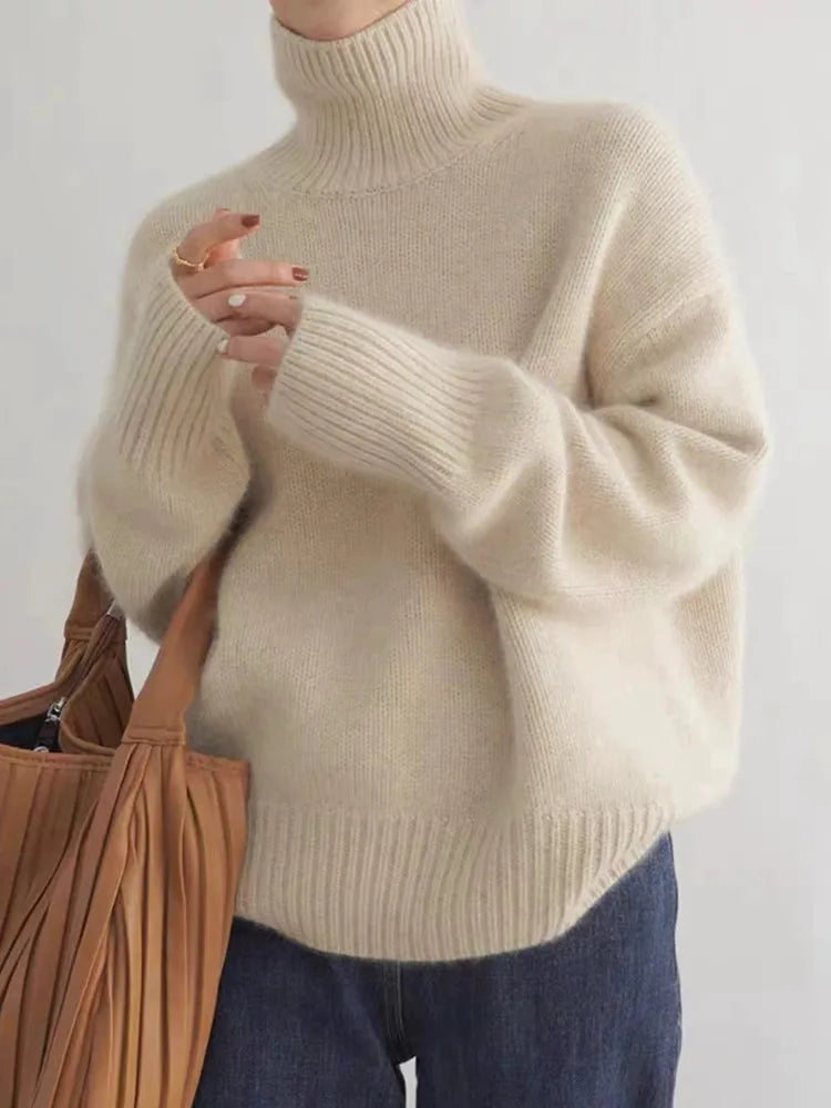 Léa - pull cachemire col roulé femme