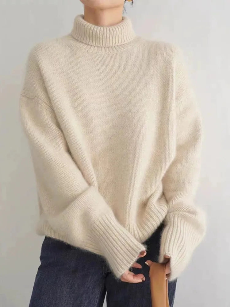 Léa - pull cachemire col roulé femme