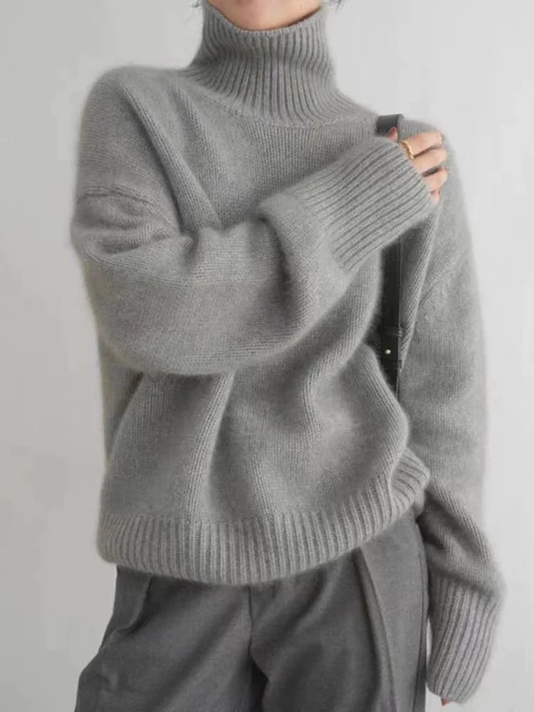 Léa - pull cachemire col roulé femme