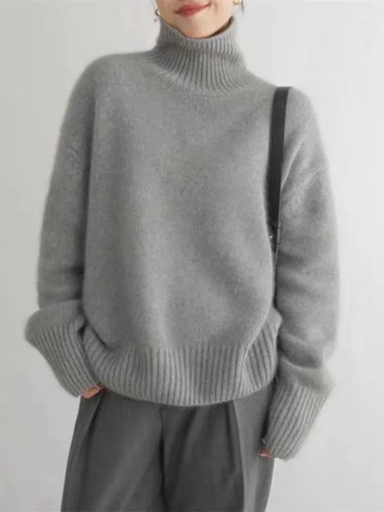 Léa - pull cachemire col roulé femme